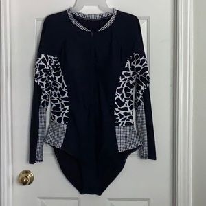 Long sleeve one piece full front zip swim suit